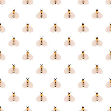 Stylized flying bees seamless pattern white background Illustrazione stock