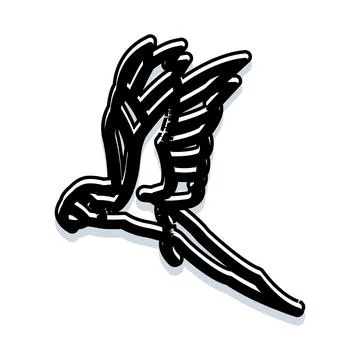 Stylized flying bird vector with bold outline Stock Illustration