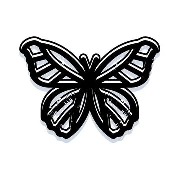 Stylized flying butterfly graphic with abstract pattern design Stock Illustration