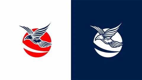 Stylized flying eagle vector logo template for sports  football club 스톡 일러스트