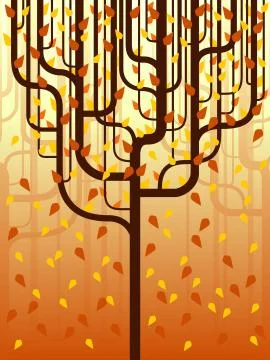 Stylized forest in autumn Stock Illustration