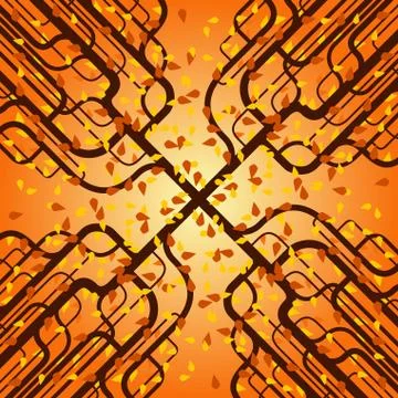 Stylized forest in fall Stock Illustration