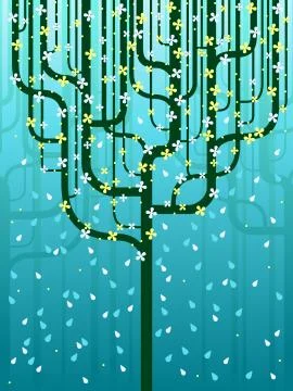 Stylized forest in spring Stock Illustration