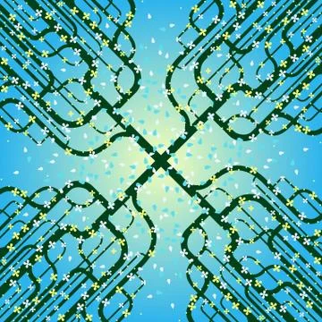 Stylized forest in spring Stock Illustration