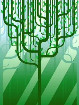 Stylized forest in summer Stock Illustration