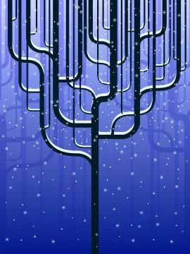 Stylized forest in winter Stock Illustration