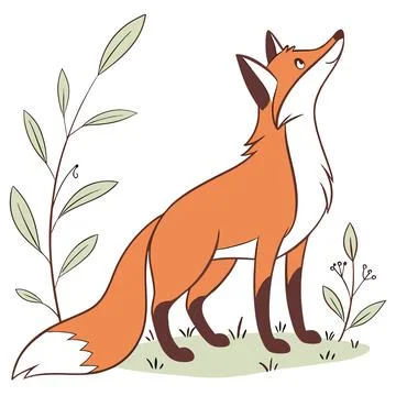Stylized Fox Animal Vector Flat Design Stock Illustration
