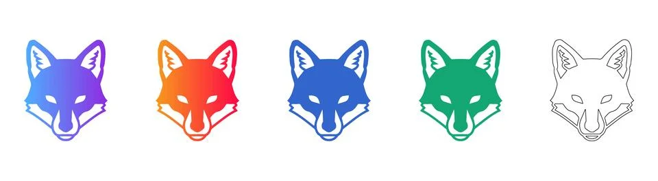 Stylized Fox Head Icon Collection Stock Illustration