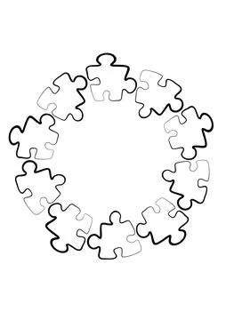 Stylized frames on the theme - puzzles. Illustration on a white vertical back Illustrazione stock