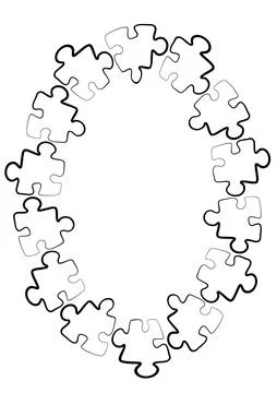 Stylized frames on the theme - puzzles. Illustration on a white vertical back Stock Illustration