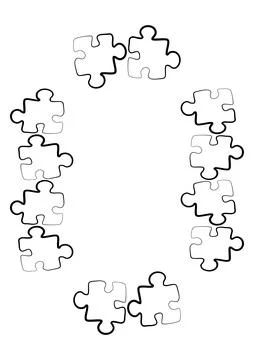 Stylized frames on the theme - puzzles. Illustration on a white vertical back Illustrazione stock