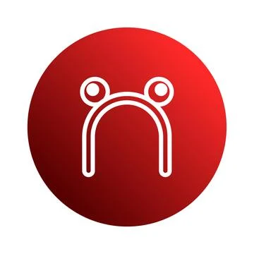 Stylized frog headband icon inside a red circle featuring minimal design an.. Stock Illustration