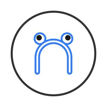 Stylized frog headwear icon in a circle an abstract representation of fun a.. Stock Illustration