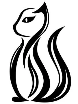 Stylized funny black cat Stock Illustration