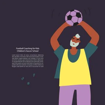 Stylized funny football player with a ball. Vector illustration Stock Illustration