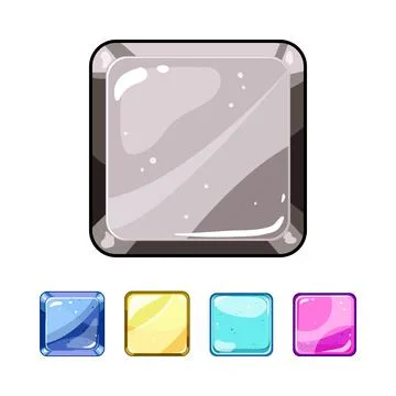 Stylized game button graphic user interface element set Stock Illustration