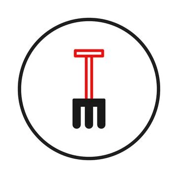 Stylized gardening fork logo emphasizing functionality within a circular fr.. Stock Illustration