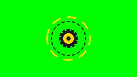A stylized gear icon centered on a bright vivid green screen background Stock Footage 341839848