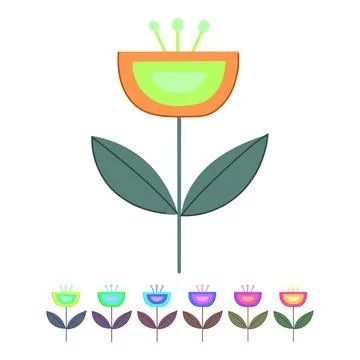 Stylized geometric flower with vibrant simple shapes graphic Stock Illustration