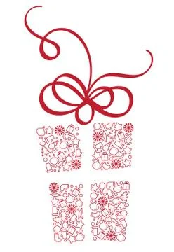 Stylized Gift Box of Christmas Elements. Calligraphy Vector illustration EPS10 イラスト素材
