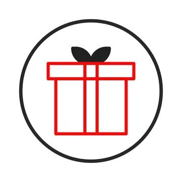 Stylized gift box icon featuring a simple design within a circular border c.. Stock Illustration