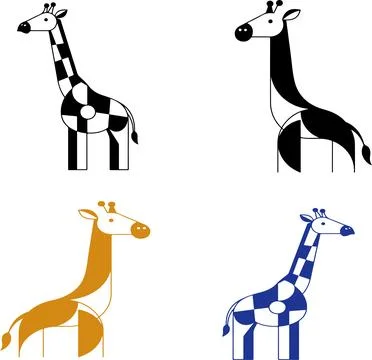 Stylized Giraffe Vector Set - Abstract Long Neck Animal Illustration Illustrazione stock