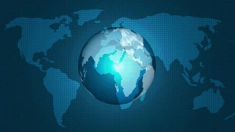 Stylized Globe on Dotted World Map background animation Vídeo Stock 325255829