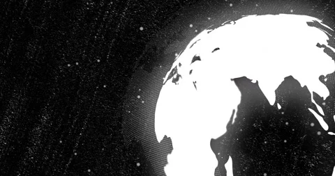 Stylized globe entering from right, rotating leftward, showing continents while 動画素材 330188665