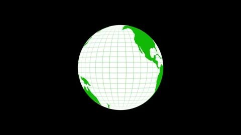 Stylized globe with grid lines minimalist planet earth map animation Stock Footage 337063095