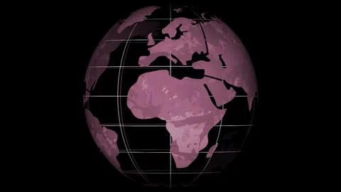 Stylized globe is hovering in flat design, showing tech theme with grid lines, Stock Illustration