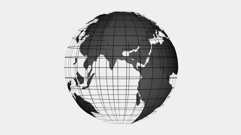 Stylized globe illustration with grid overlay background animation Vídeo Stock 325249561