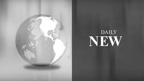 Stylized globe left daily news text right on blurred split background anima.. Stock Footage 334766094