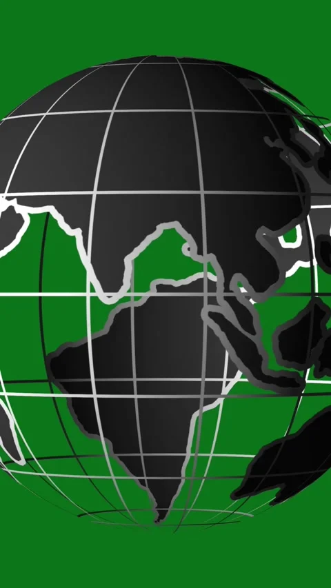 Stylized Globe with Wireframe Grid and Green Background earth world Stock Footage 337462716