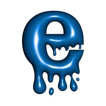 A stylized, glossy blue lowercase "e" appears as if melting, with dripping eleme Stock Illustration