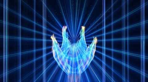 Stylized glowing blue flame with light rays Stock Footage 331453515