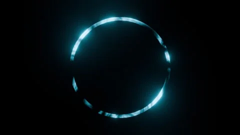Stylized Glowing Blue Neon Circle Abstract Futuristic Energy Background. 4K Video stock 337100349