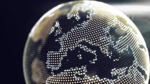 Stylized Glowing Earth Orbit Animation Stock Footage 130963734