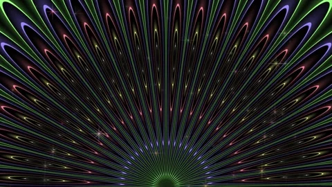 Stylized glowing peacock tail Stock Footage 145188599