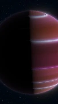 Stylized glowing red planet with luminous atmospheric rings against a dark .. Stock Illustration