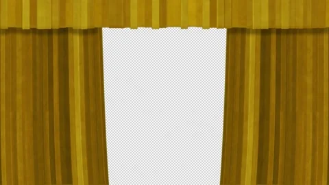 Stylized Gold Curtains Animated Mostly Opening Overlay with Alpha Stock Footage 168989047