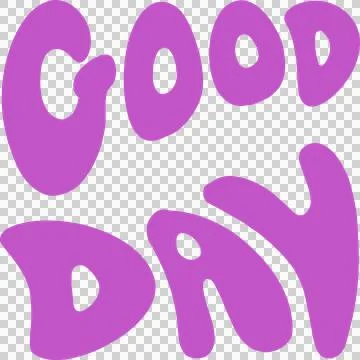 Stylized GOOD DAY text is floating over transparent background in hand-drawn Ilustração Stock