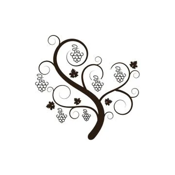 Stylized grape tree silhouette vector illustration isolated on the white back Stock Illustration