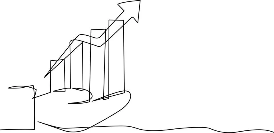 A stylized graphic of a bird taking flight with upward momentum arrows Vector Illustrazione stock
