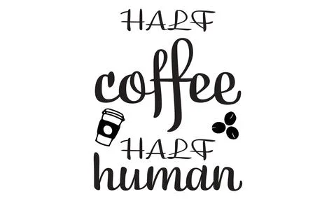 A stylized graphic illustration featuring coffee-themed typography with serif Illustrazione stock