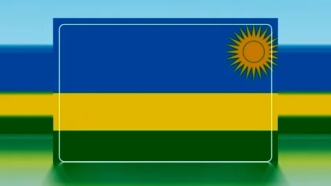 A stylized graphical representation of the national flag of Rwanda featurin.. Video stock 343642909