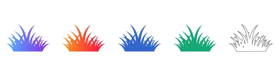 Stylized Grass Patch Icons Stock Illustration
