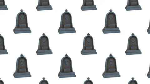 Stylized gravestone pattern on halloween 3d rendering. Stock Photos