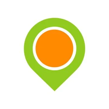 Stylized green and orange pointer vector illustration isolated on white backg Stock Illustration