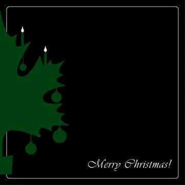 Stylized green christmas maple leaf card Illustrazione stock