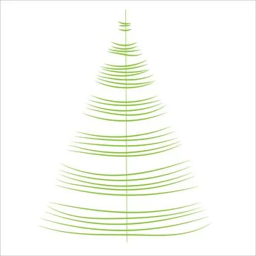 Stylized green Christmas tree made of lines Stock Illustration